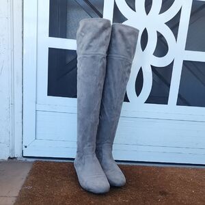 Gray Suede Knee Over The Knee Boots, 6.5